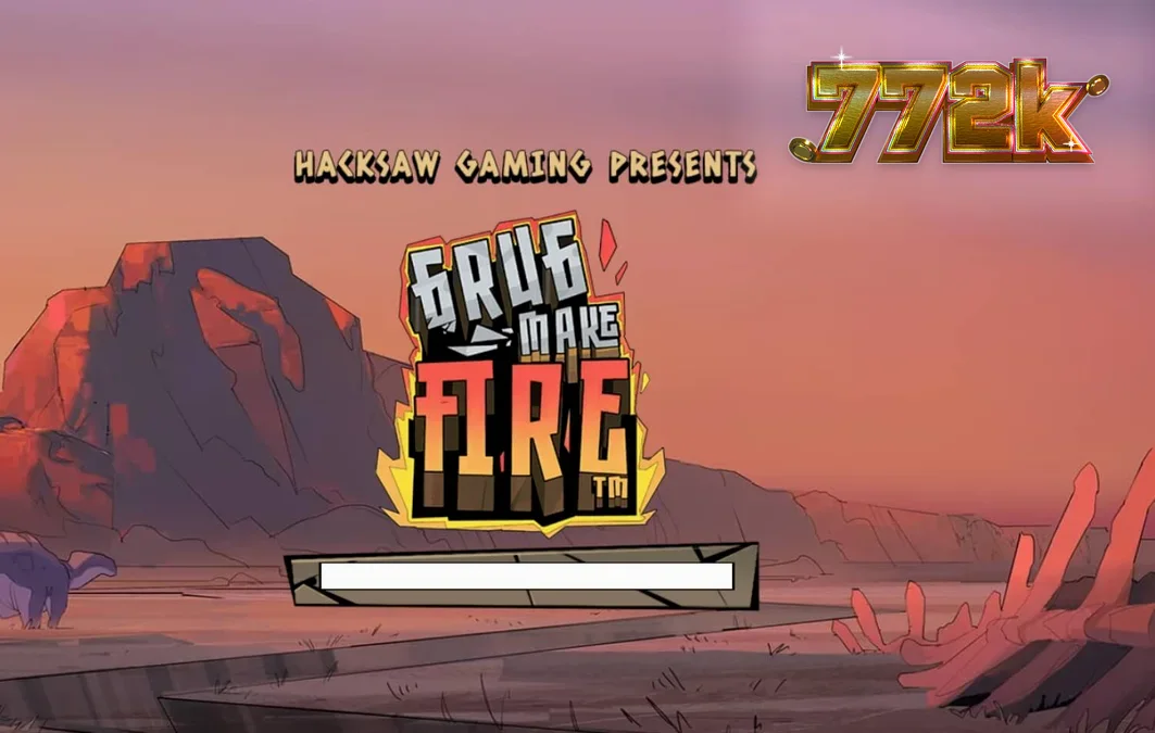 Grug Make Fire slot machine interface com tema pré-histórico